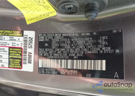 2012 Toyota Sienna Se 8 Passenger from USA, damaged, VIN 5TDXK3DCXCS267405